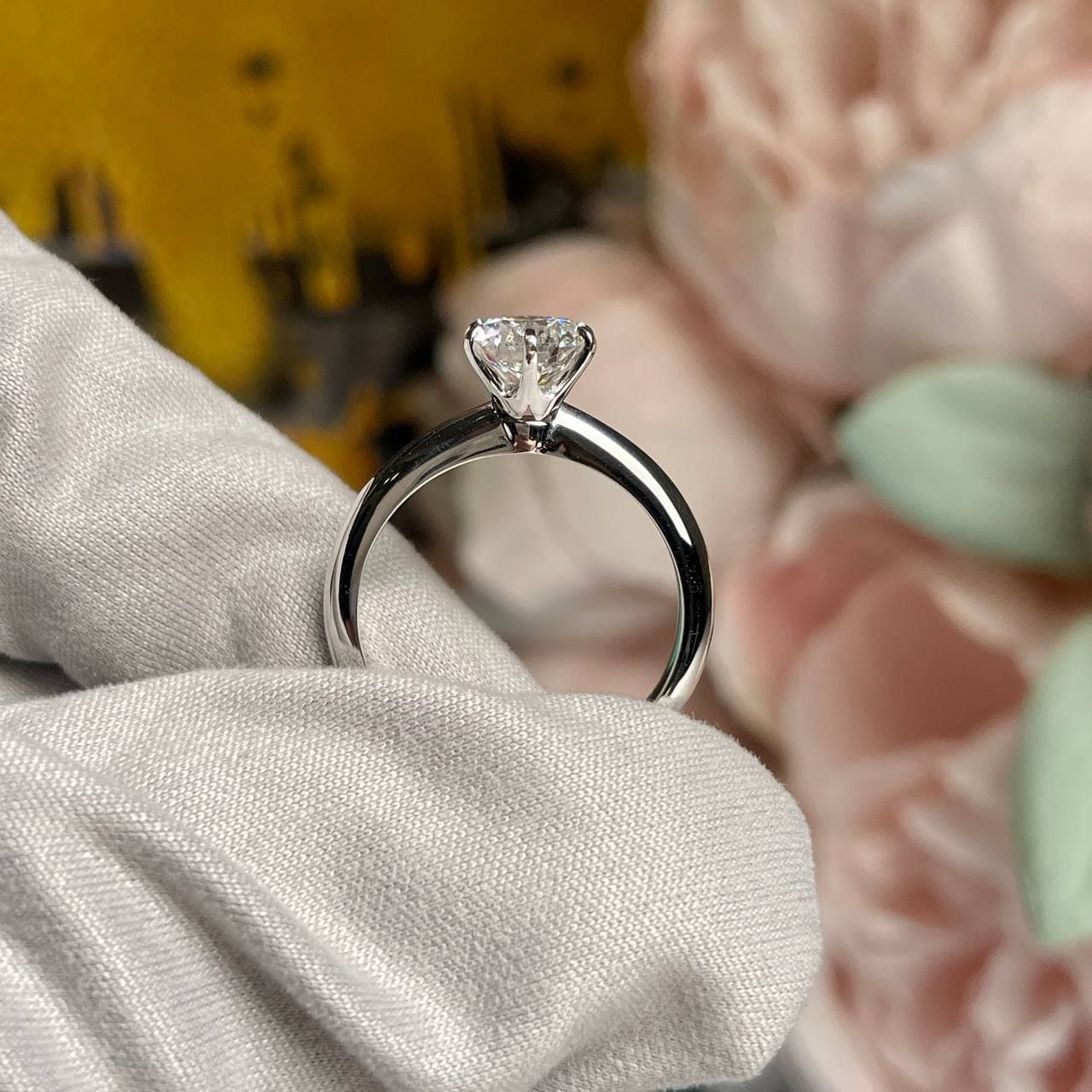 Кольцо Tiffany Co 1,00 ct (белое золото 585) (синтетика)