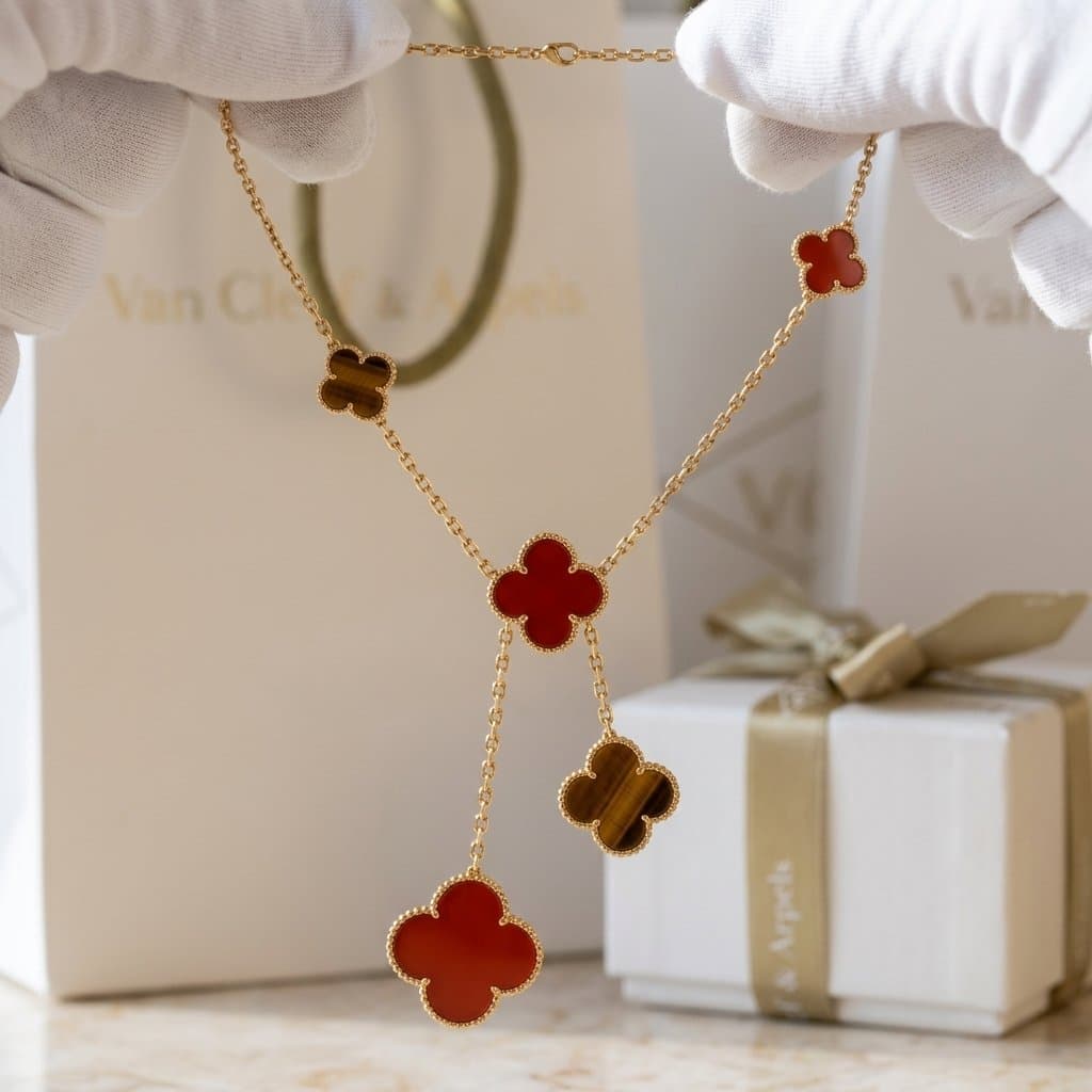 Колье Van Cleef & Arpels Magic Alhambra, 6 мотивов, Жёлтое золото