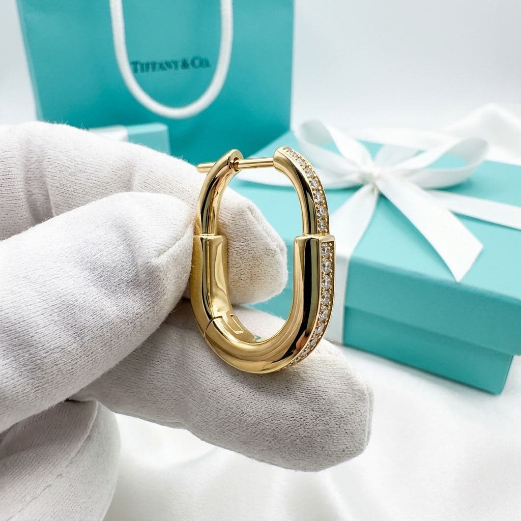 Серьги Tiffany Lock — Маленькие серьги-замки с бриллиантами, Розовое золото