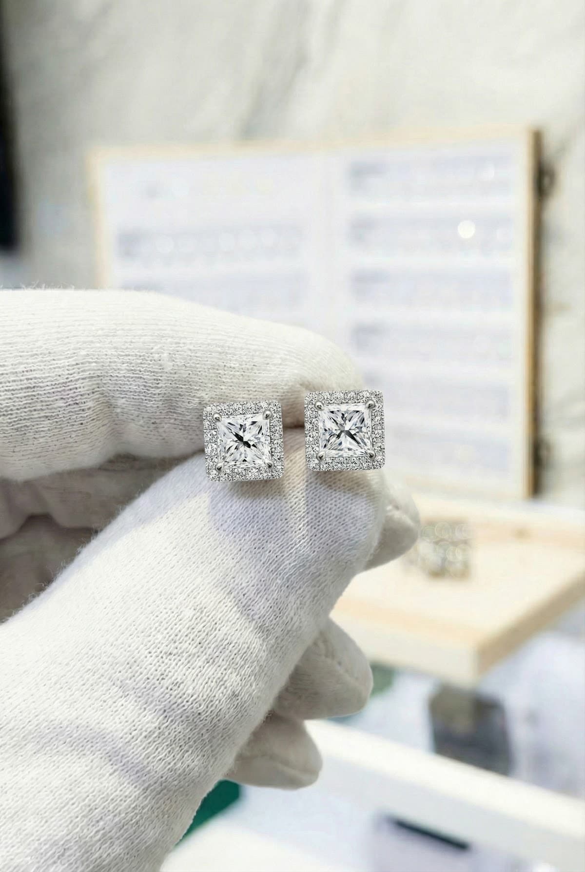 Золотые серьги-гвоздики с бриллиантами Tiffany & Co.