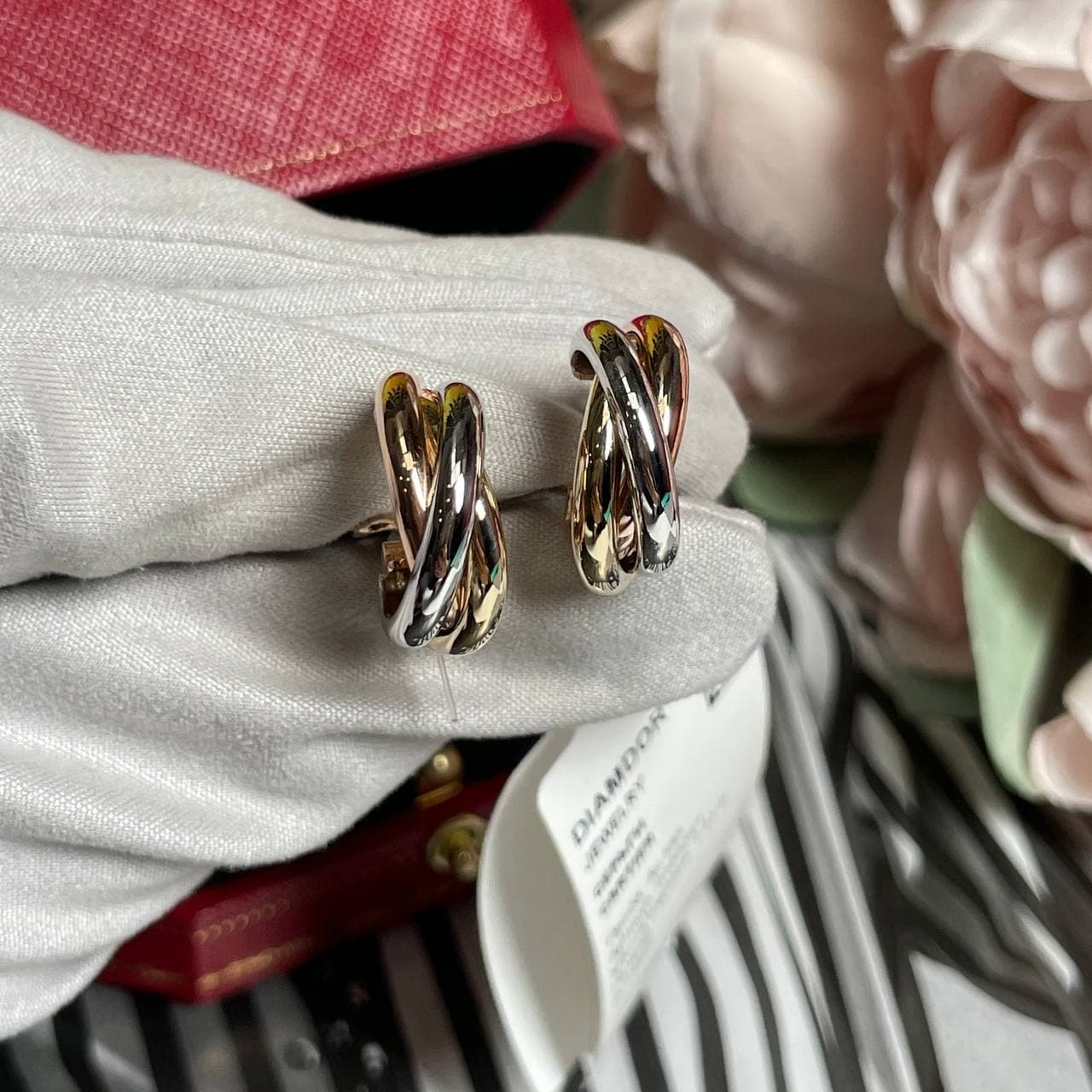 Серьги Cartier Trinity (золото 585)