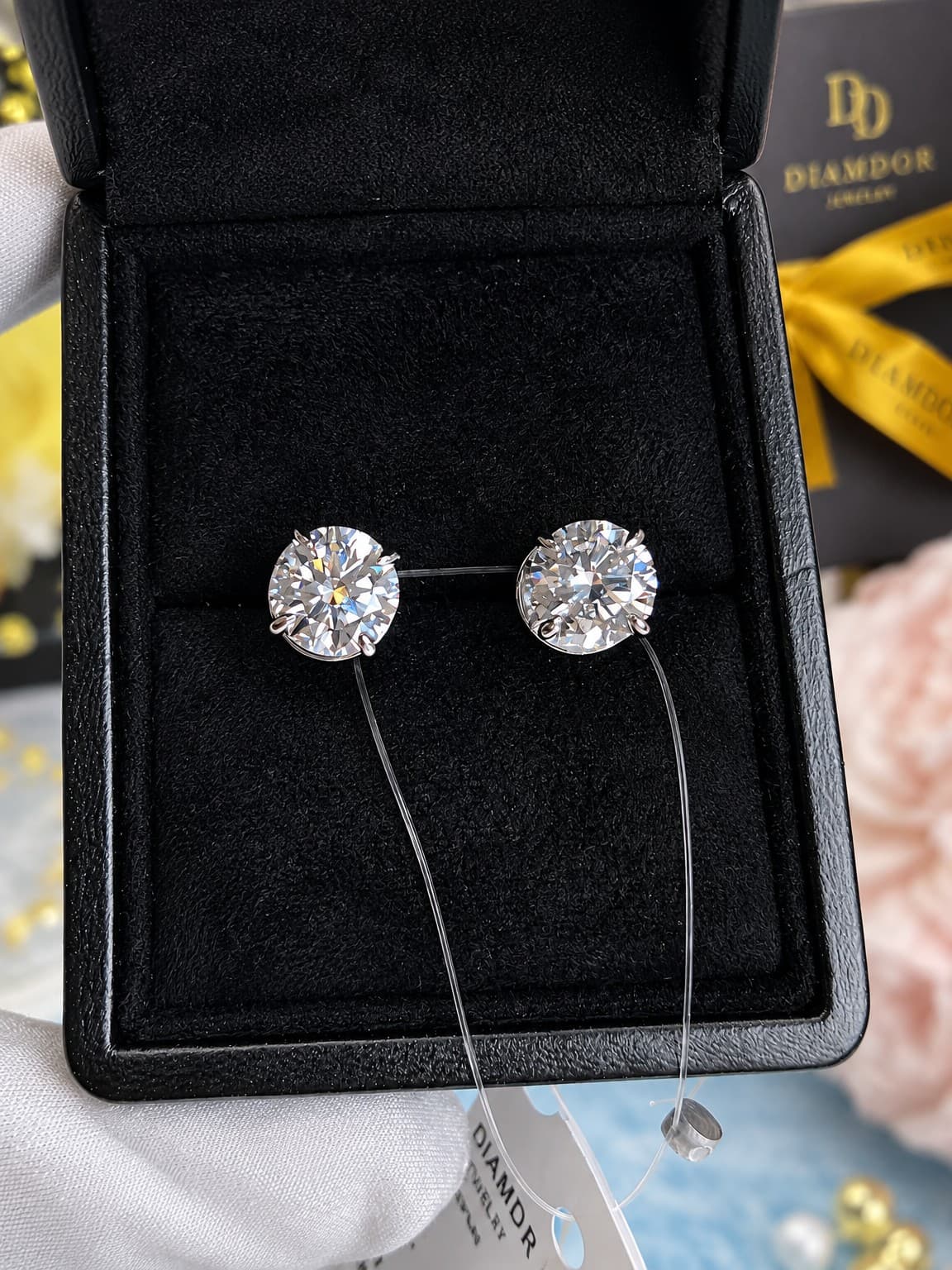 Серьги пусеты с бриллиантами 3,02 ct, Золото