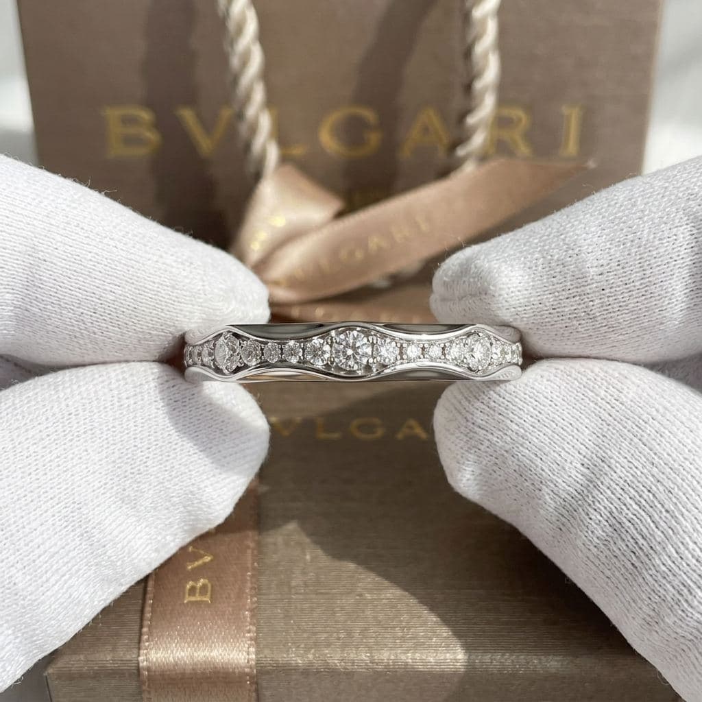 Кольцо Bulgari Infinito Wedding Band из платины с бриллиантами — фото 2
