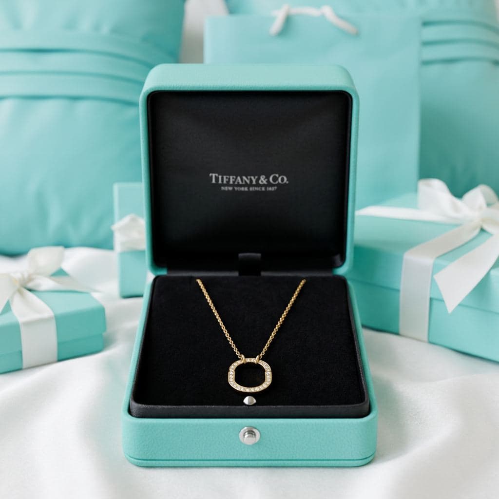 Кулон Tiffany Lock с цепочкой, малый, с бриллиантами, Розовое золото