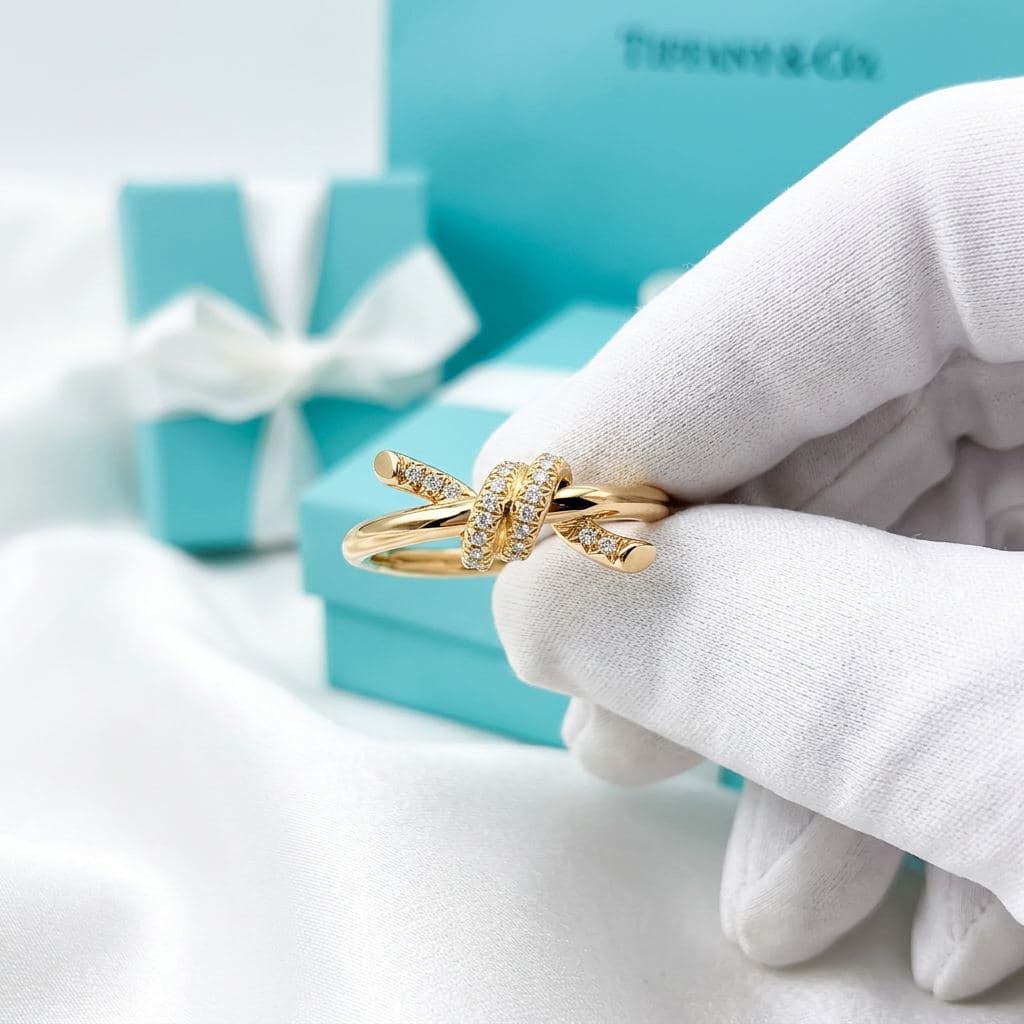 Кольцо Tiffany Knot в желтом золоте с бриллиантами — фото 2