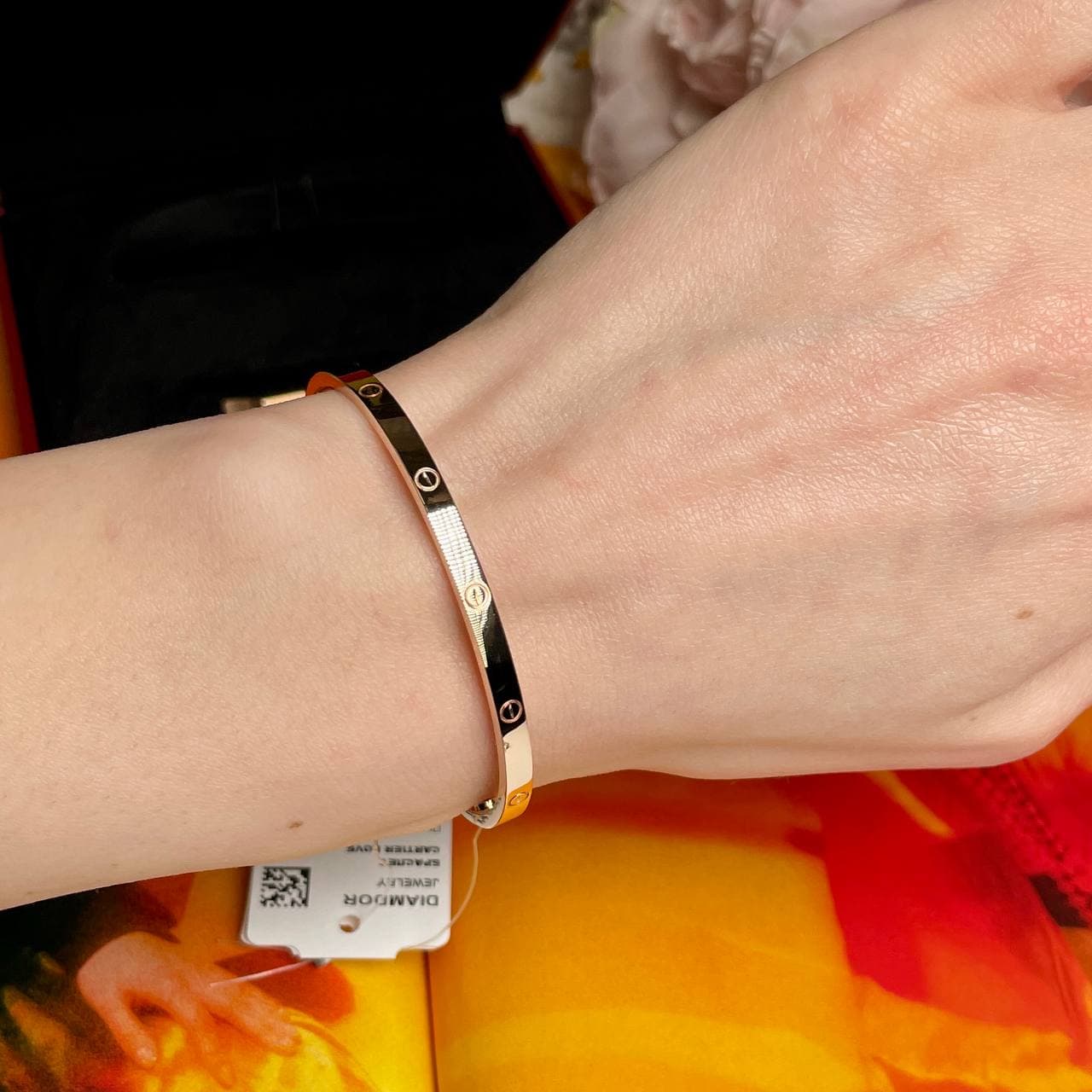 Браслет Cartier Love узкая модель (розовое золото 585)