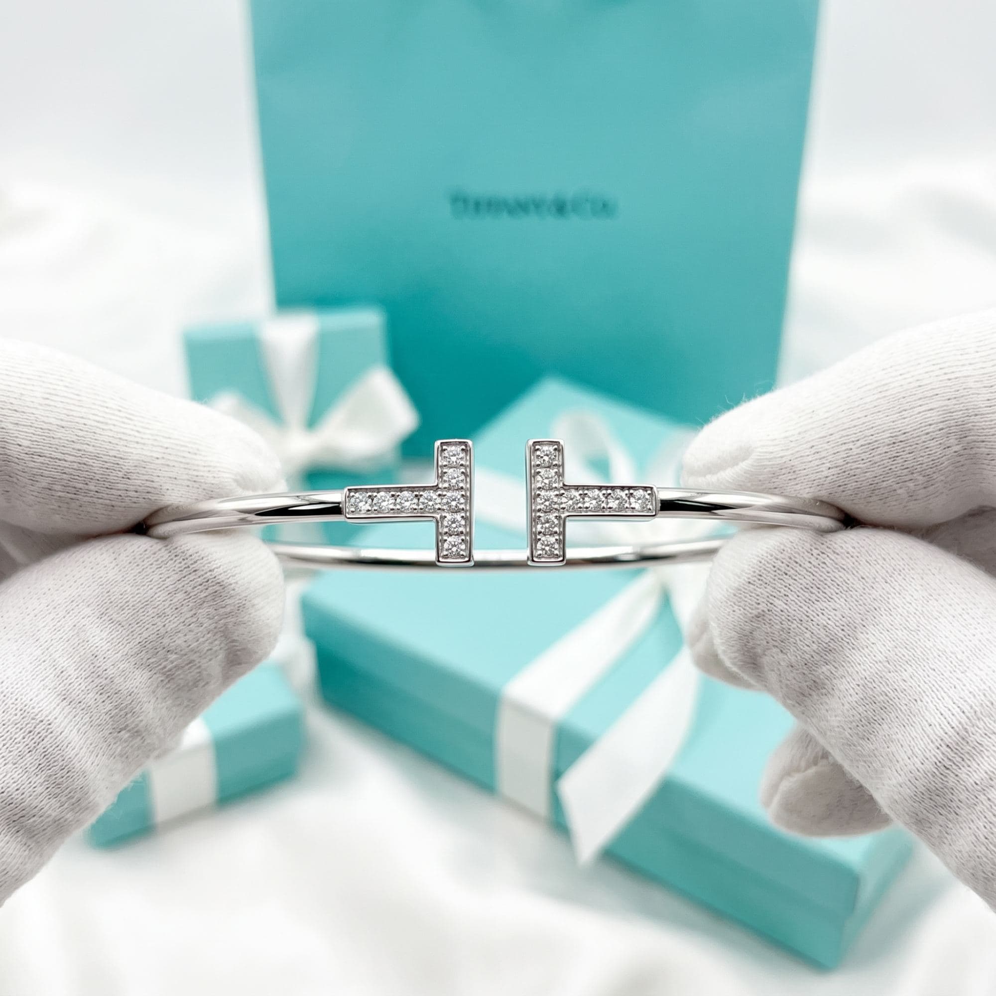 Браслет Tiffany T из розового золота с бриллиантами — фото 2