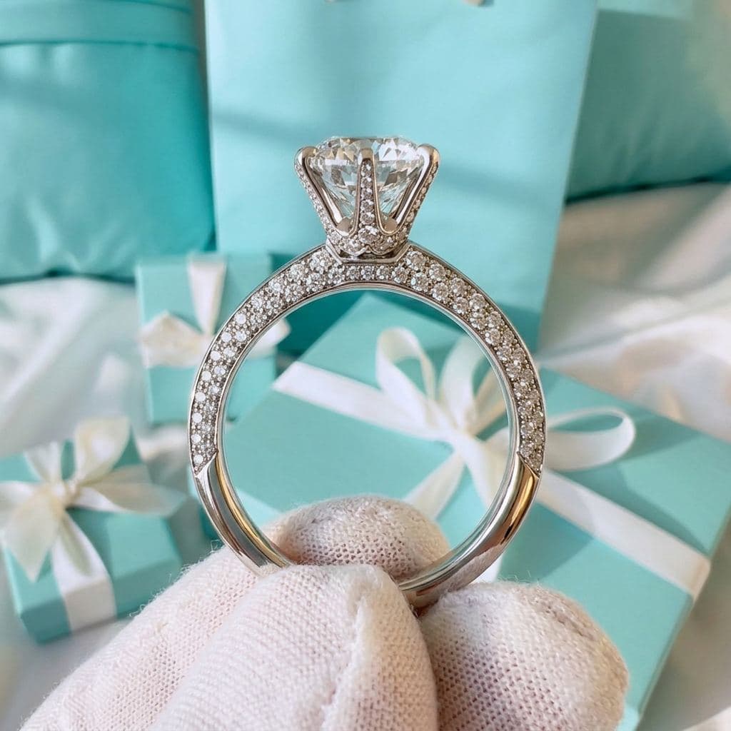 Кольцо Pavé Tiffany® Setting с бриллиантами в платине, Белое золото
