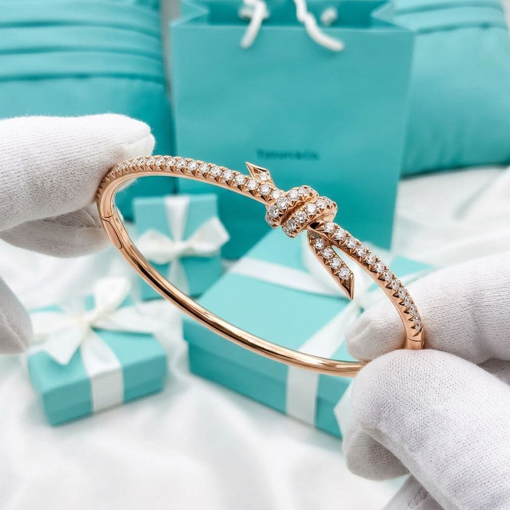 Браслет Tiffany Knot из розового золота с бриллиантами, Розовое золото