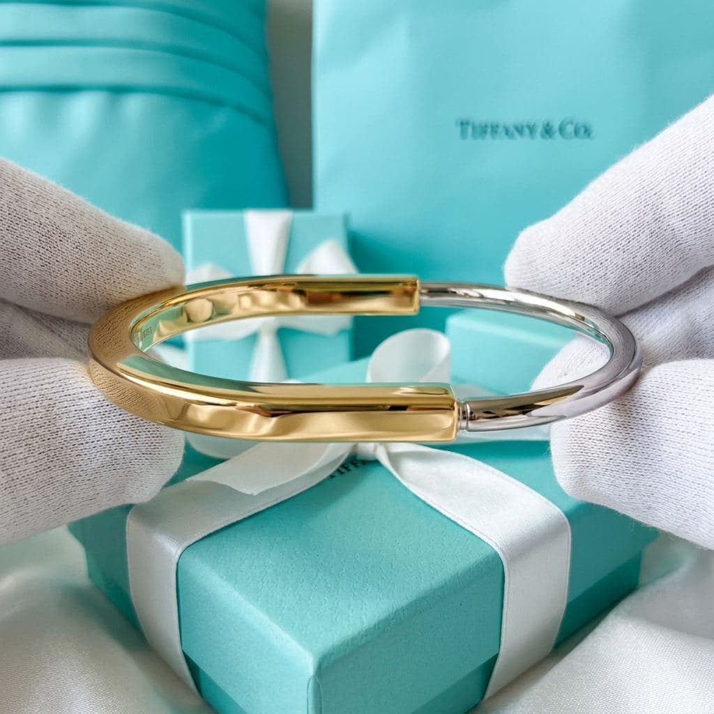 Браслет Tiffany Lock из желтого и белого золота — фото 3