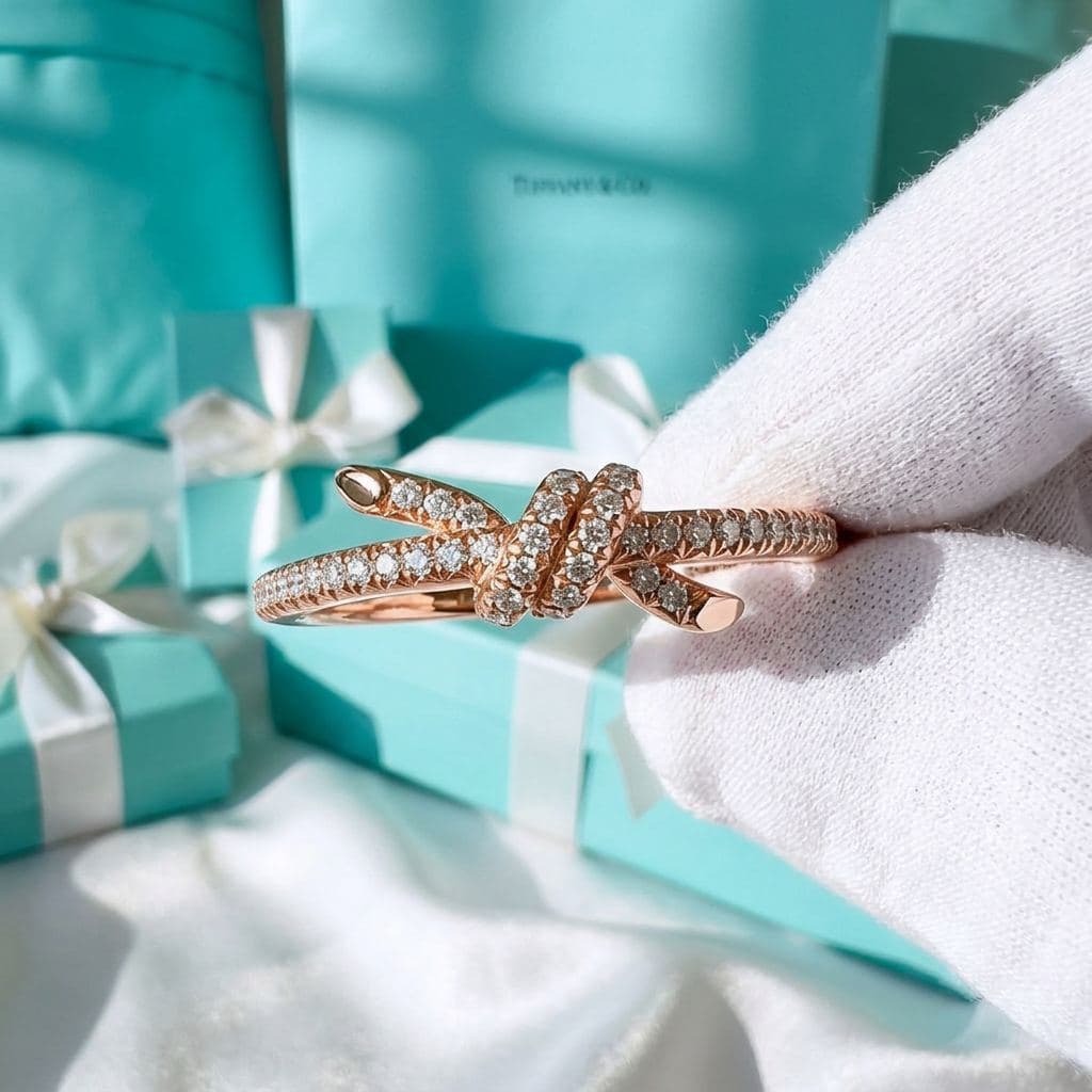 Кольцо Tiffany Knot в розовом золоте с бриллиантами — фото 2