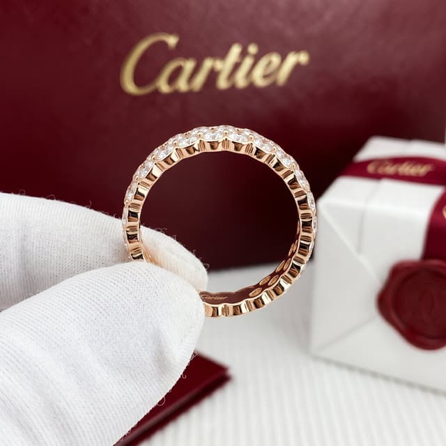Cartier Золотое обручальное кольцо Cartier Broderie с бриллиантами, два ряда, фото 2