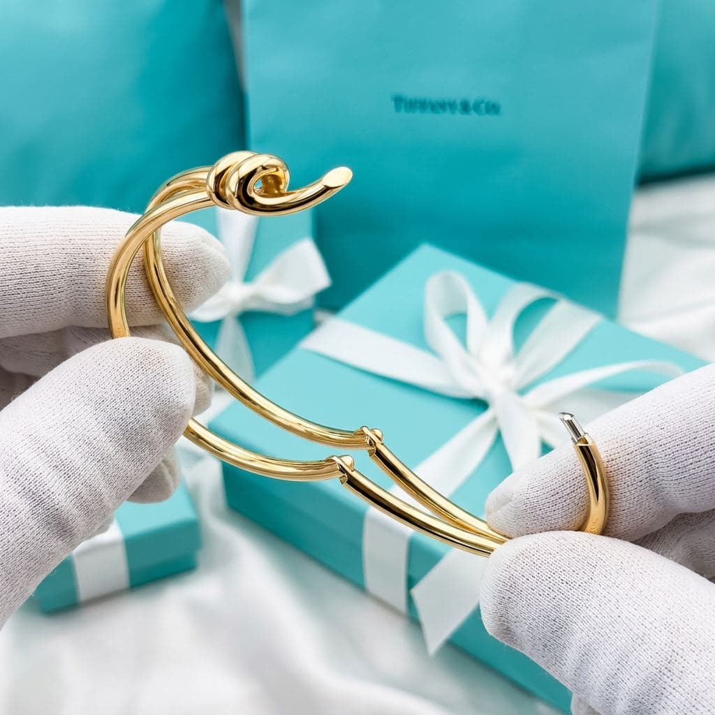 Браслет Tiffany Knot Double Row на шарнире из розового золота — фото 2