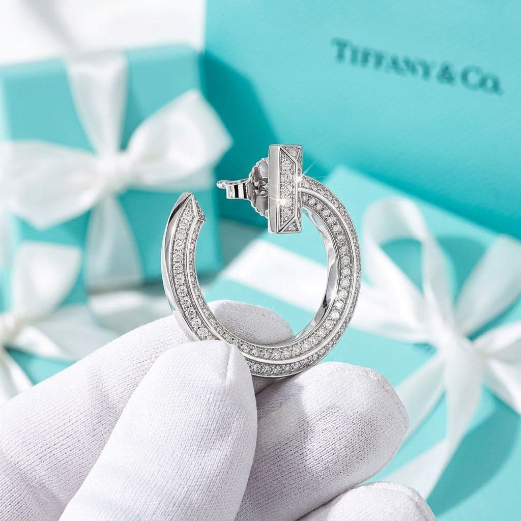 Серьги Tiffany T1 открытые с бриллиантами