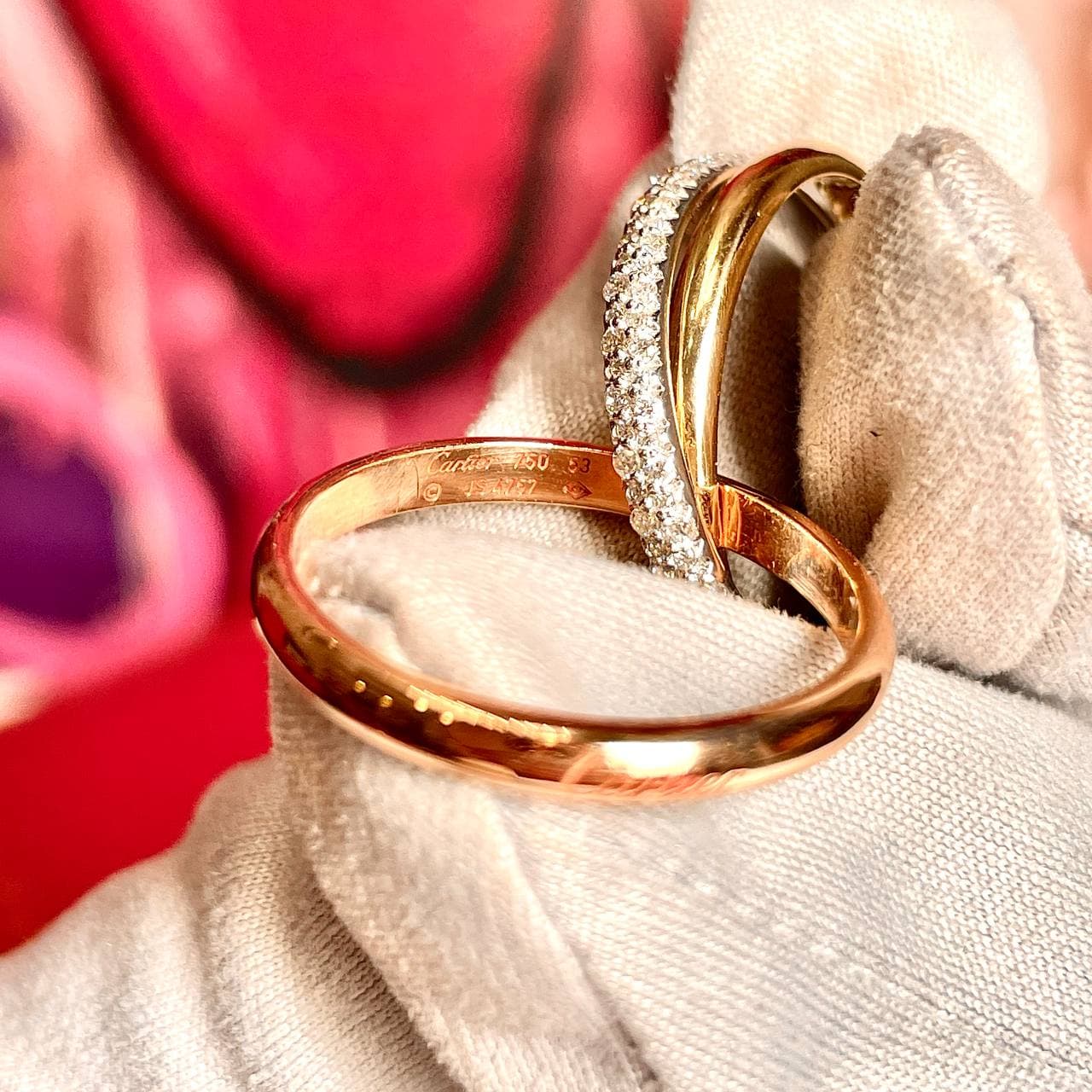 Кольцо Cartier Small Trinity 2,5мм с бриллиантами 0,51ct (белое/желтое/розовое золото 585) — фото 4