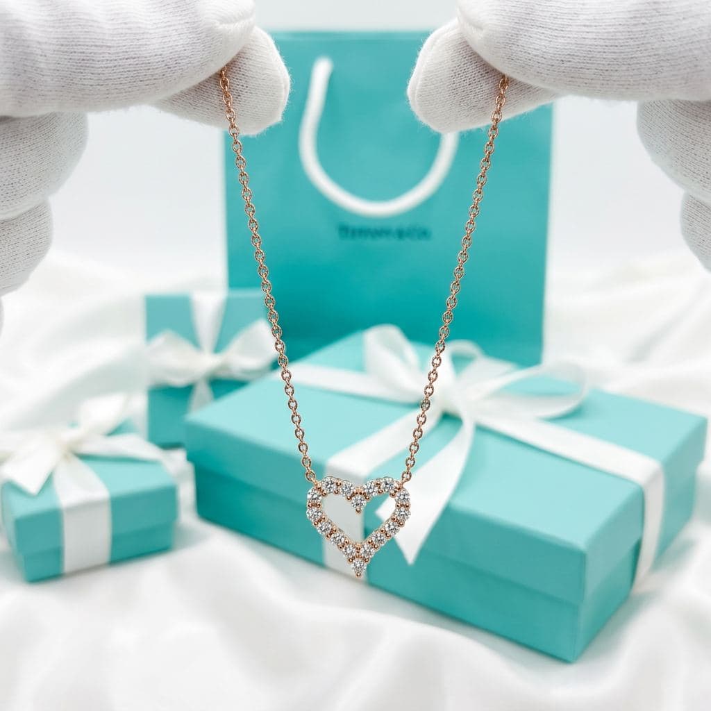 Кулон Tiffany Hearts с бриллиантами, Розовое золото