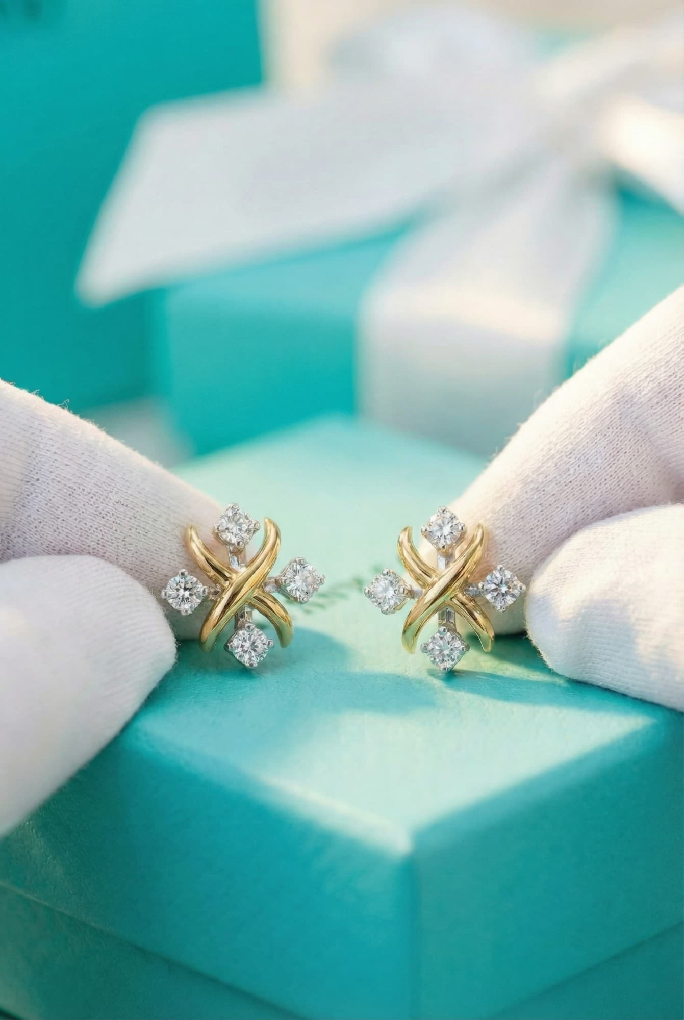 Tiffany & Co. Золотые серьги с бриллиантами Tiffany Schlumberger