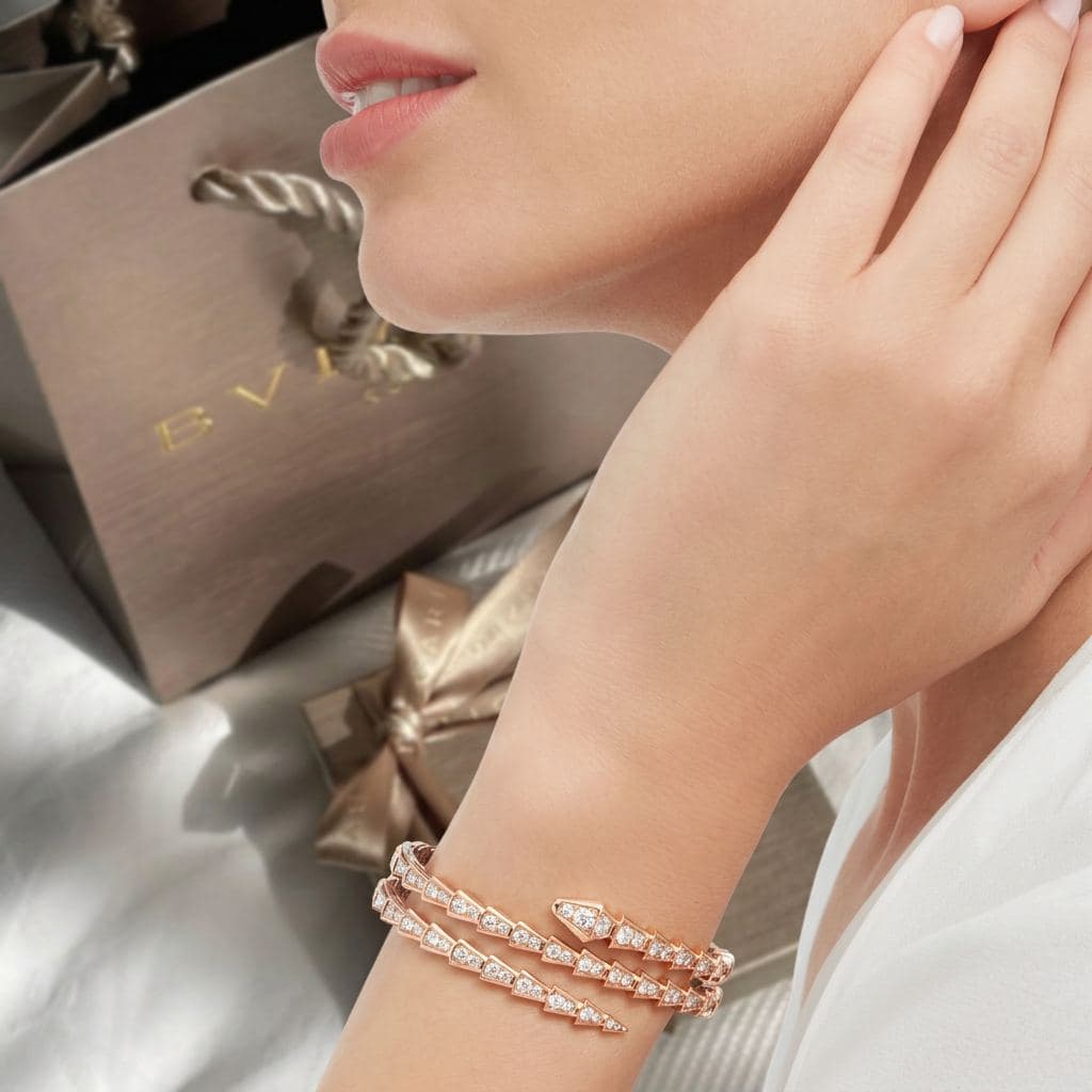 Bvlgari Serpenti Viper браслет из розового золота с бриллиантами