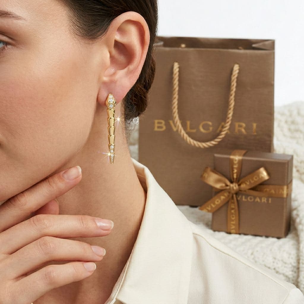Серьги Bulgari Serpenti Viper из желтого золота с бриллиантами