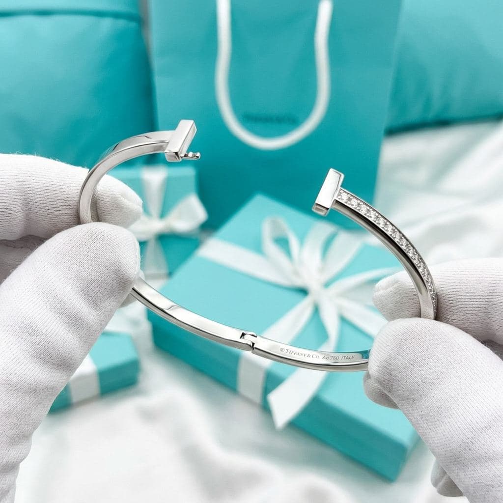 Браслет Tiffany T — T1 Narrow с бриллиантами, розовое золото — фото 5