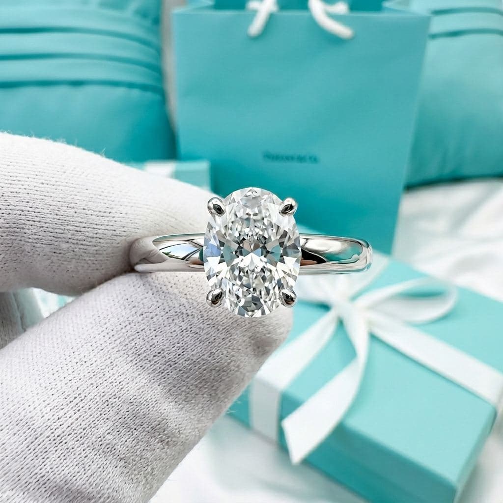 Кольцо с овальным бриллиантом Tiffany — фото 3