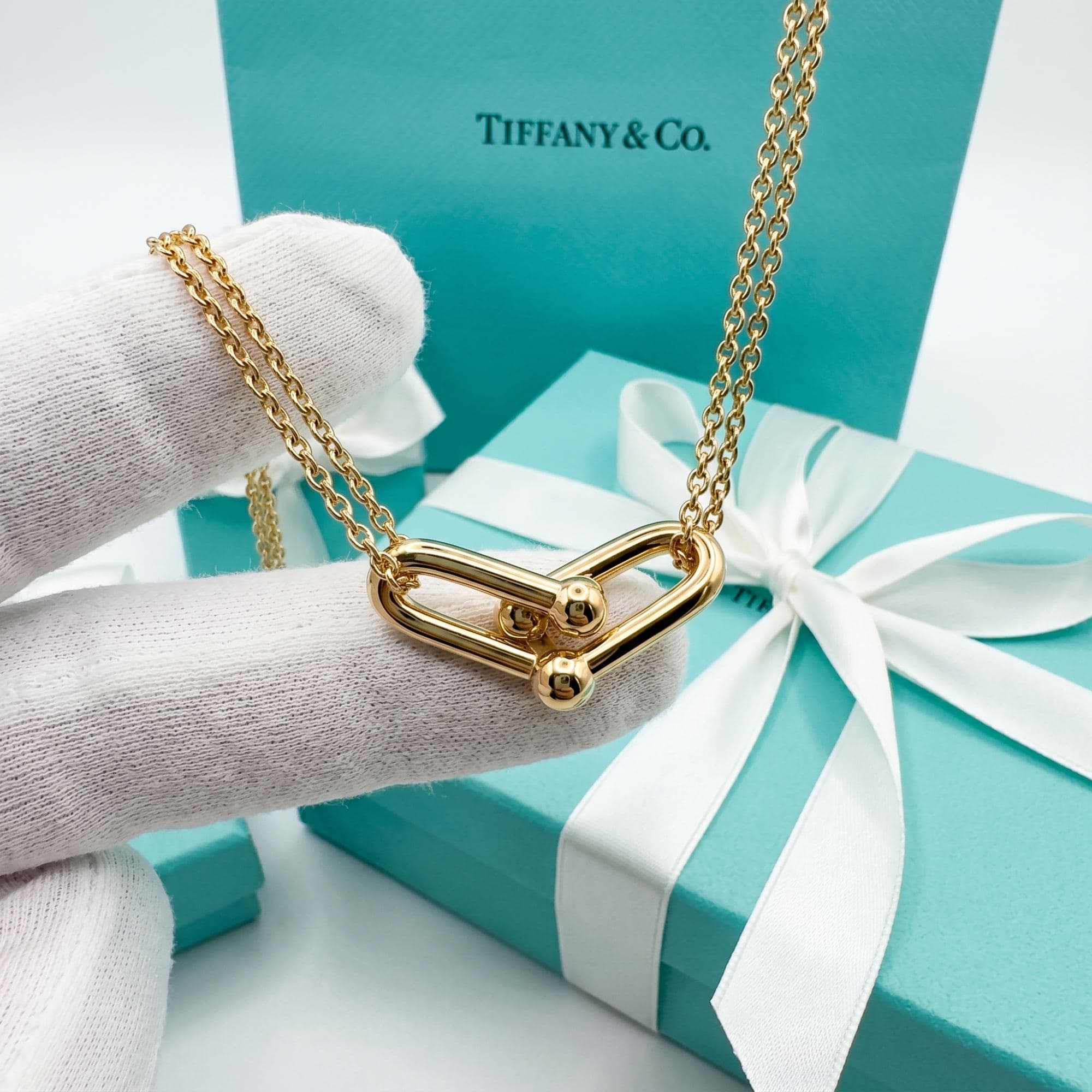 Кулон Tiffany HardWear — Large Double Link с цепочкой, Жёлтое золото
