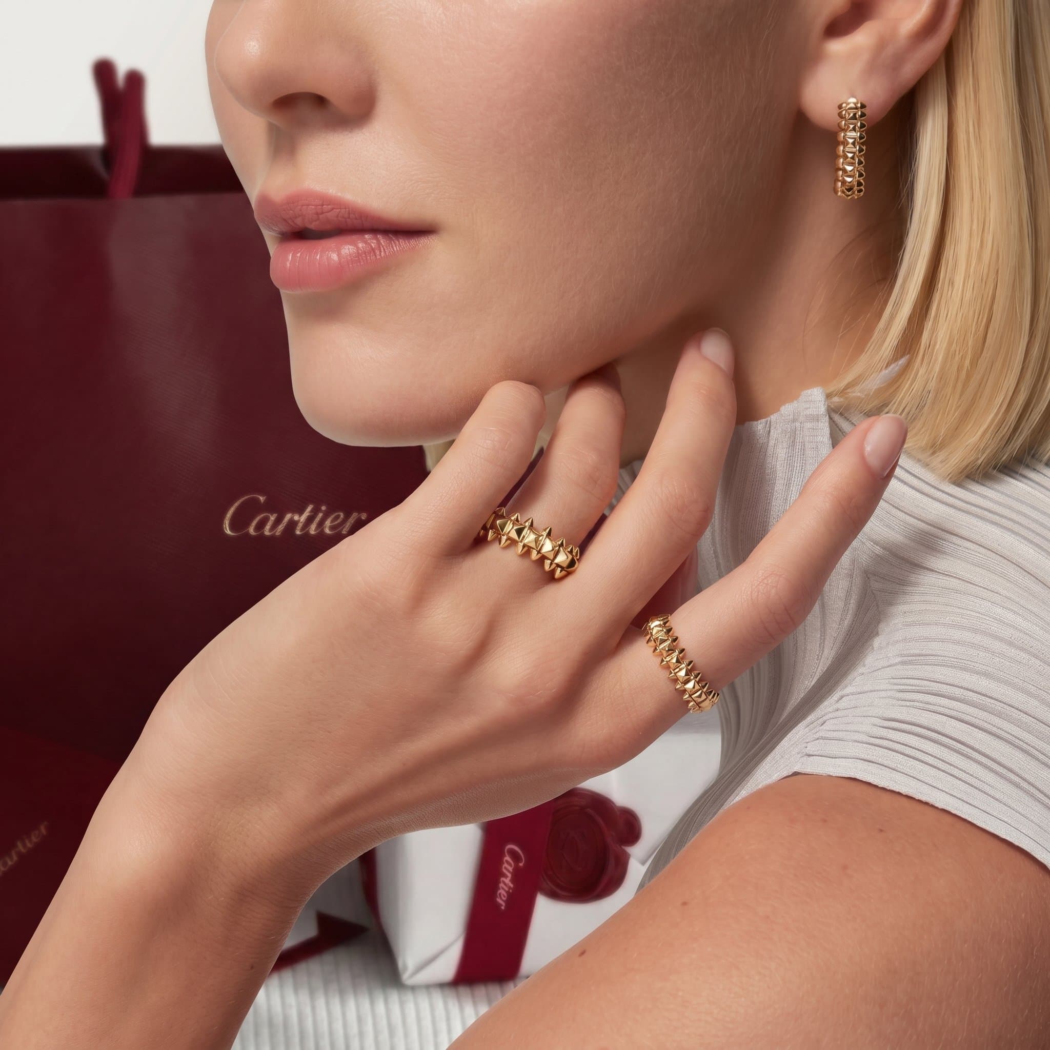 Золотое кольцо Cartier Clash, средняя модель — фото 4