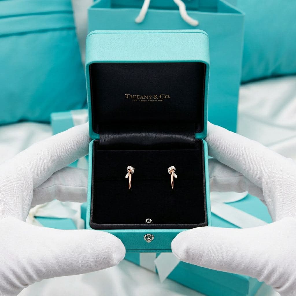 Серьги Tiffany Knot из розового золота и платины с бриллиантами — фото 3