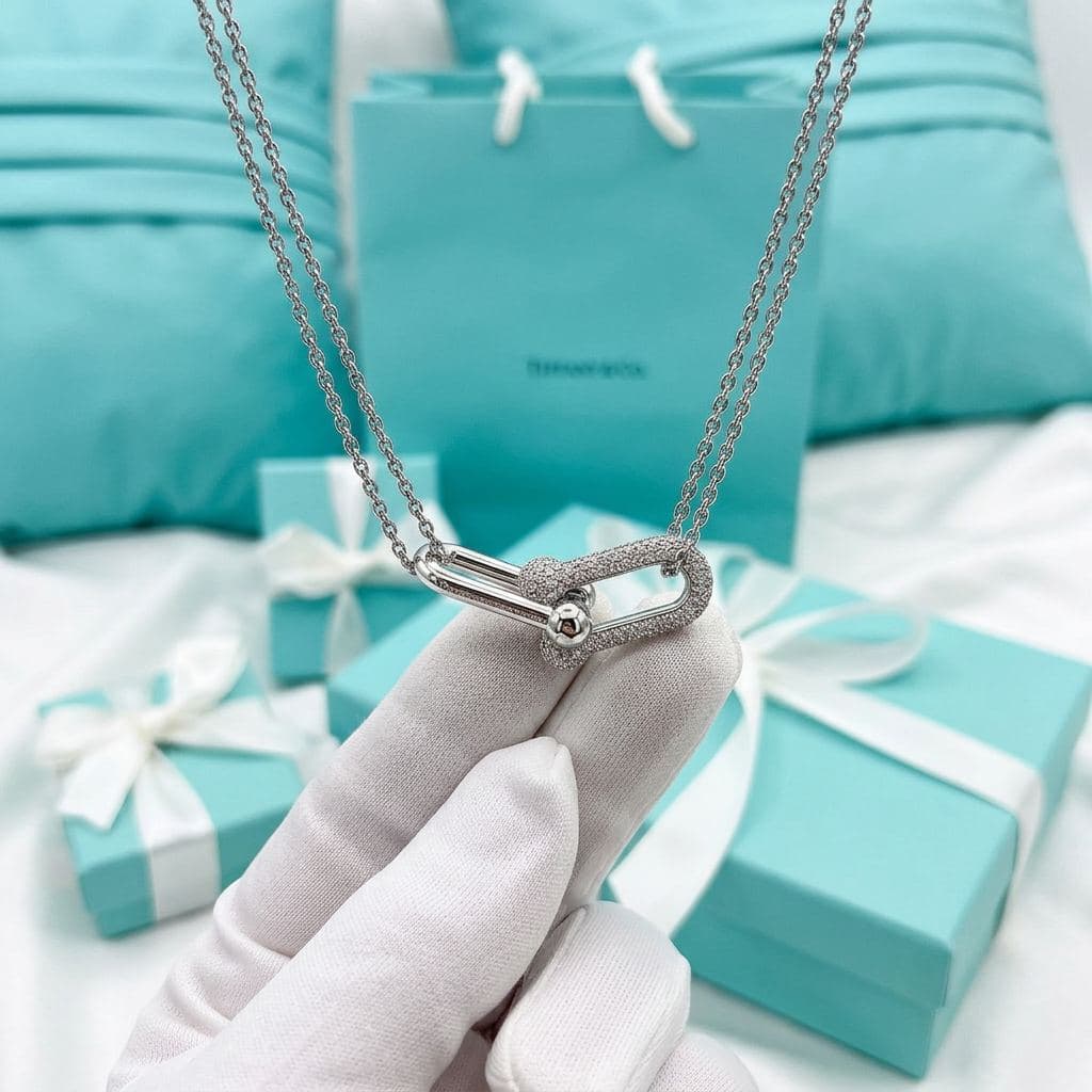 Tiffany HardWear — крупный подвес с двойным звеном и бриллиантами, Розовое золото