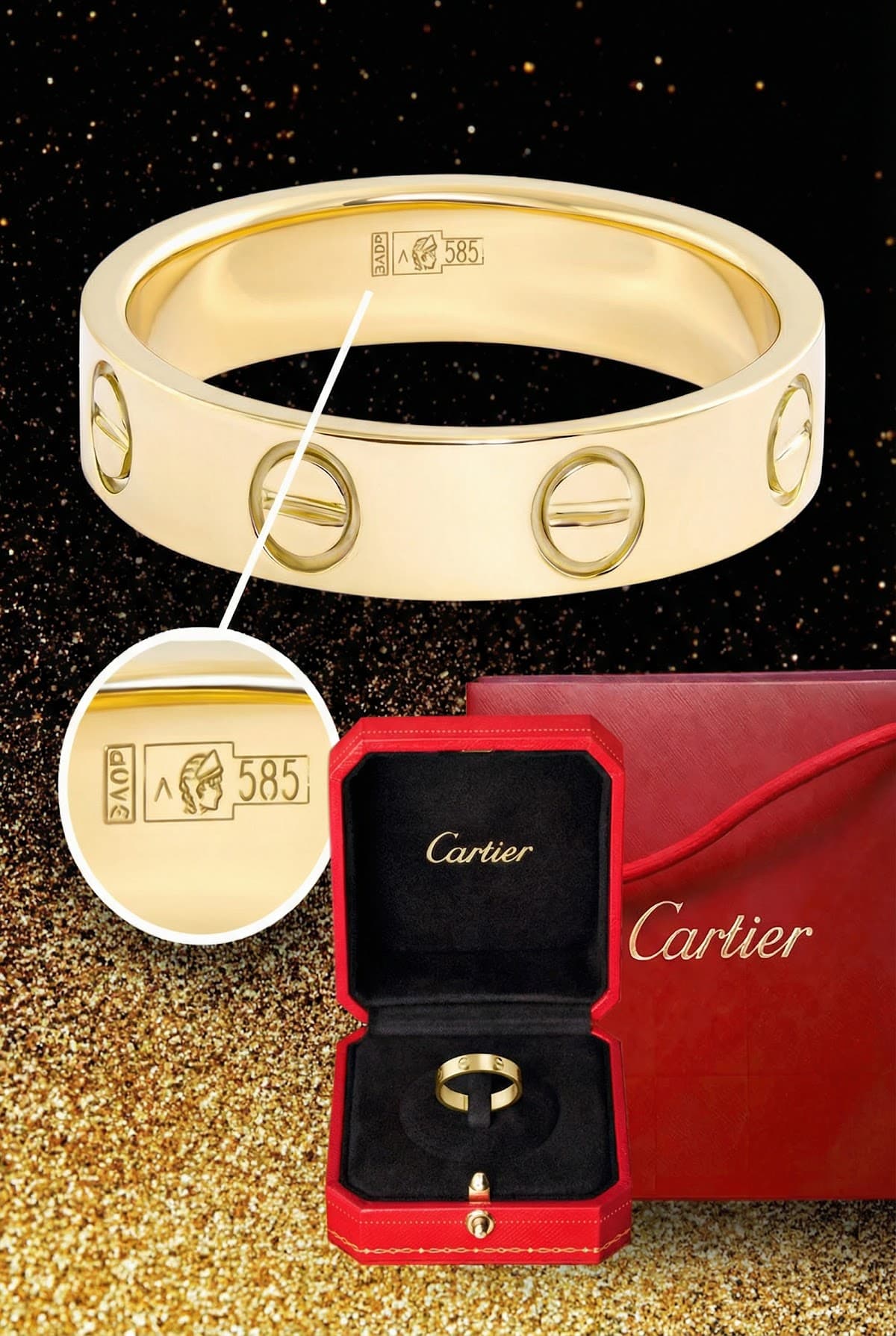 Cartier Ювелирное золотое кольцо картье love 585
