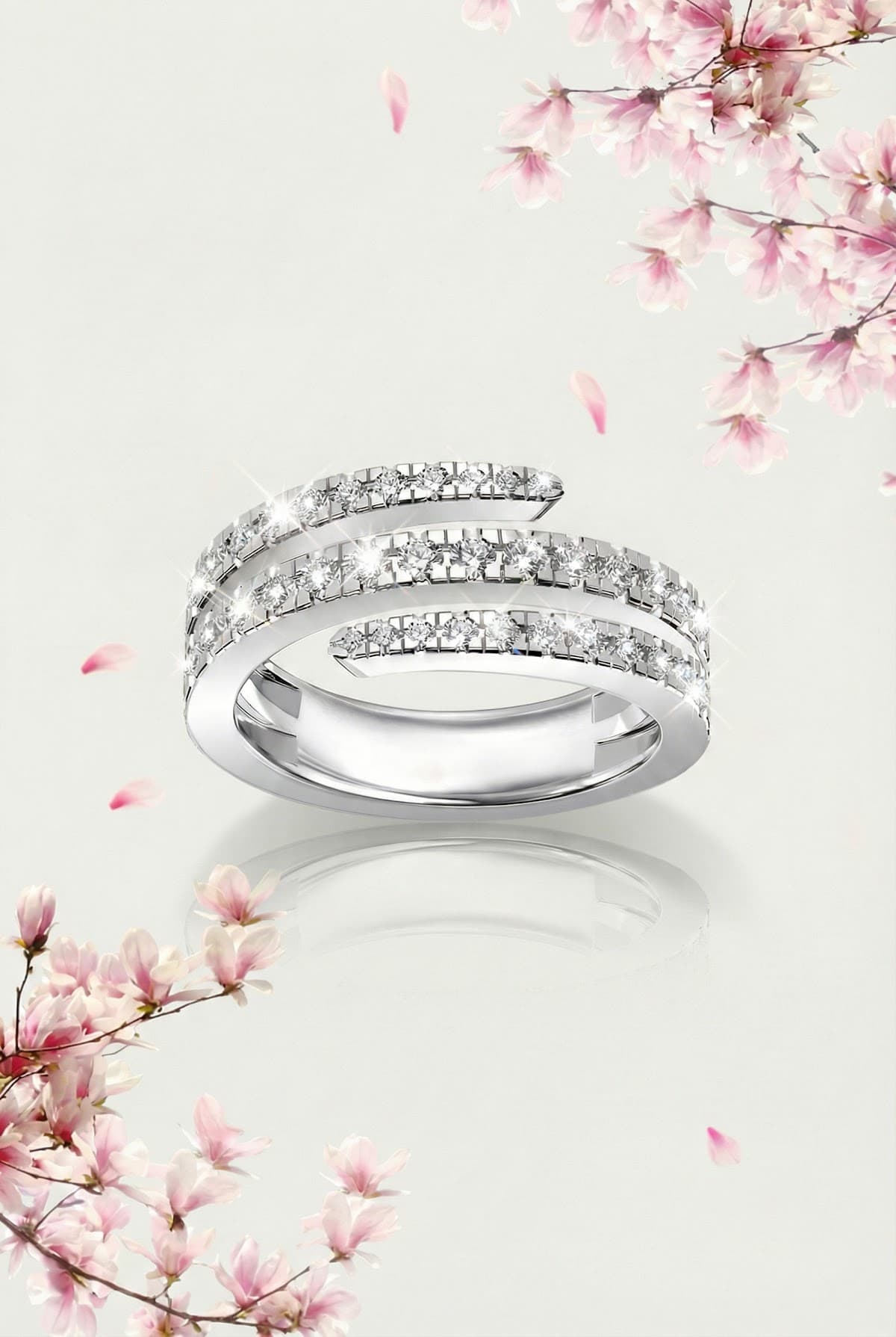 Золотое кольцо с бриллиантами 0,727ct, Белое золото