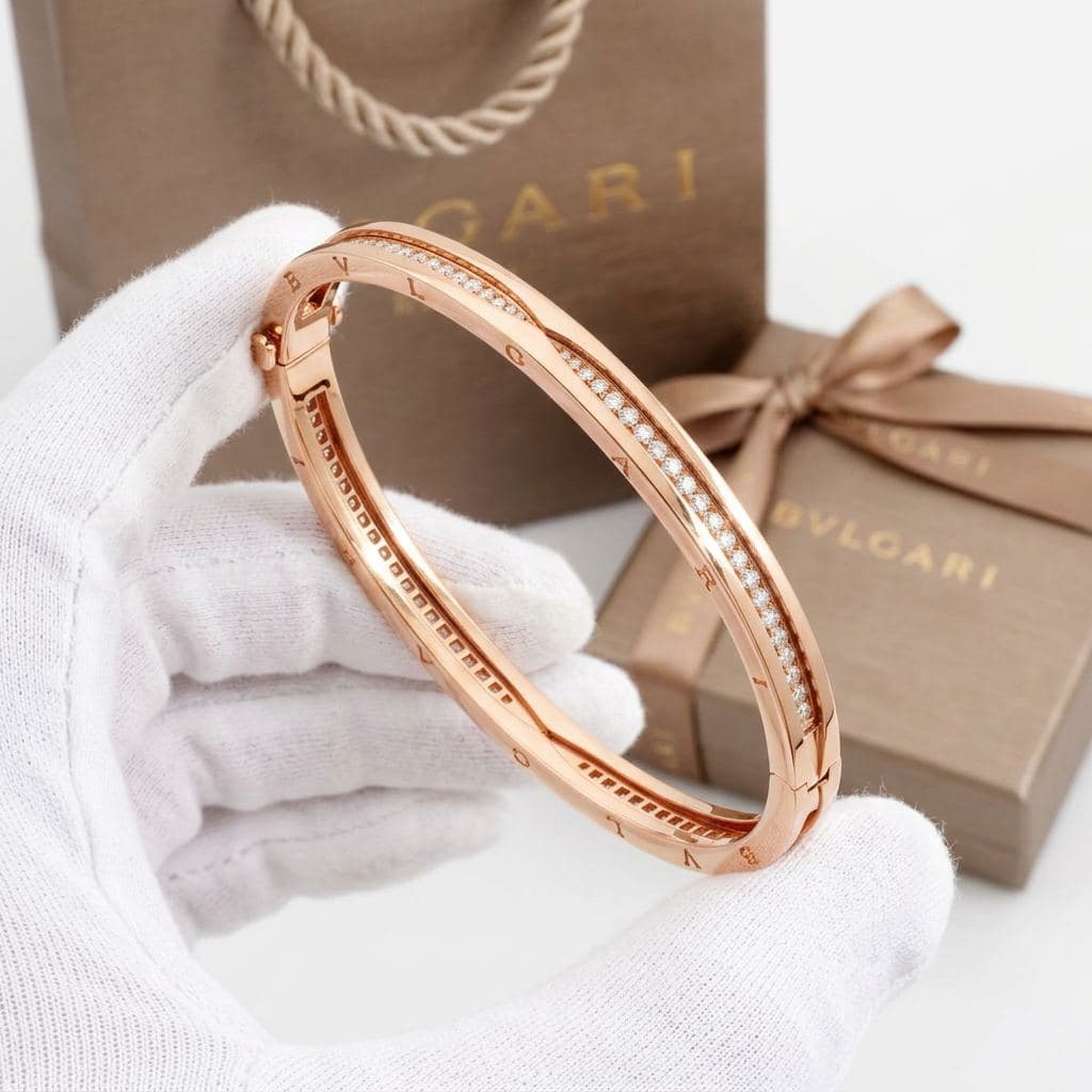 B.zero1 браслет Bvlgari с бриллиантами, Розовое золото