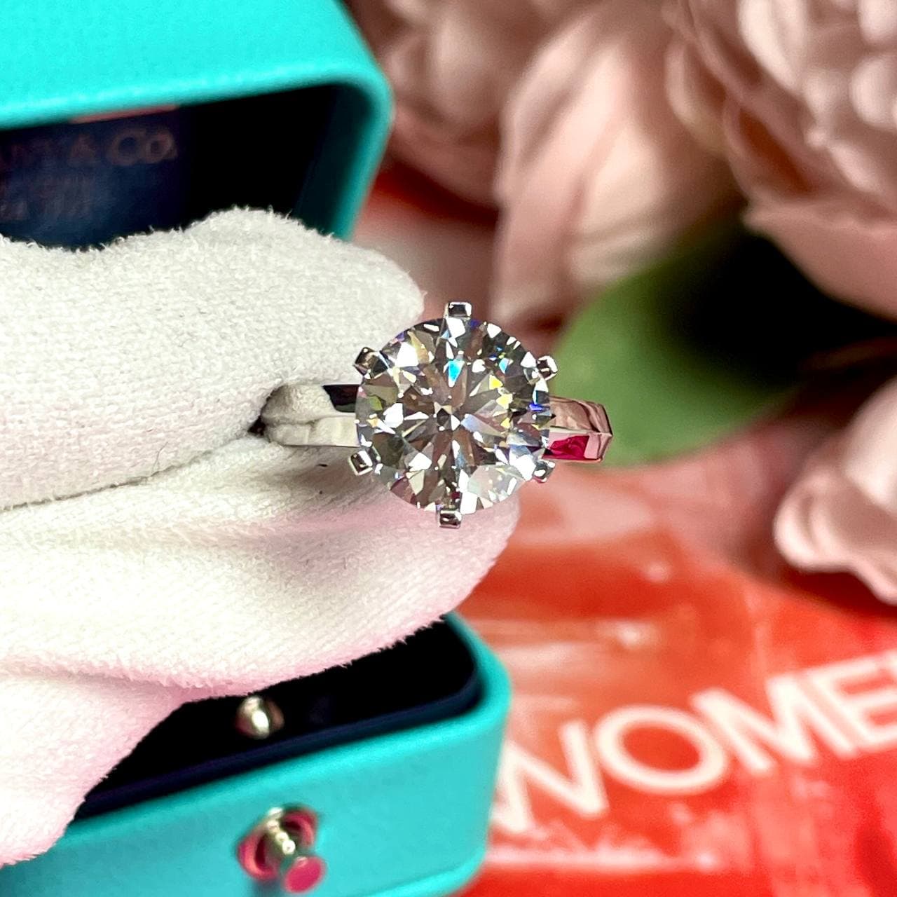 Кольцо Tiffany с бриллиантом 4,06ct (белое золото 585) (модель #2)