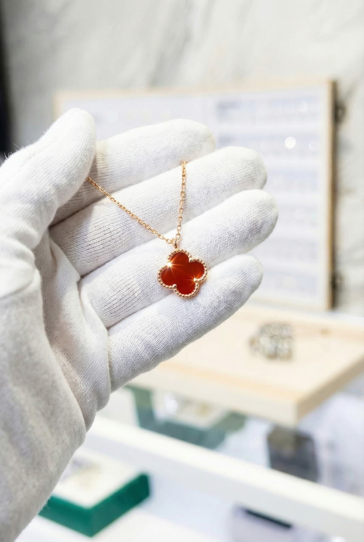 Золотая подвеска с бриллиантами Van Cleef Sweet Alhambra