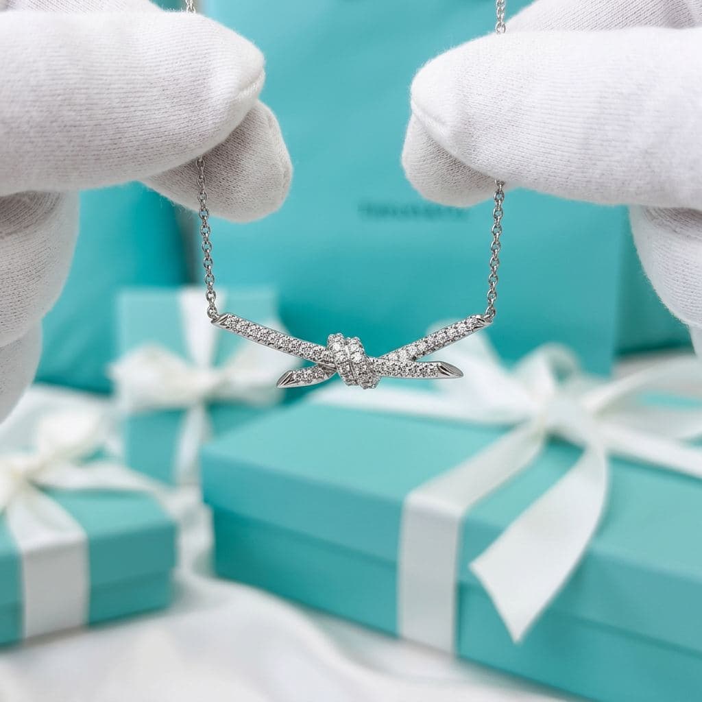 Кулон Tiffany Knot с бриллиантами на цепочке