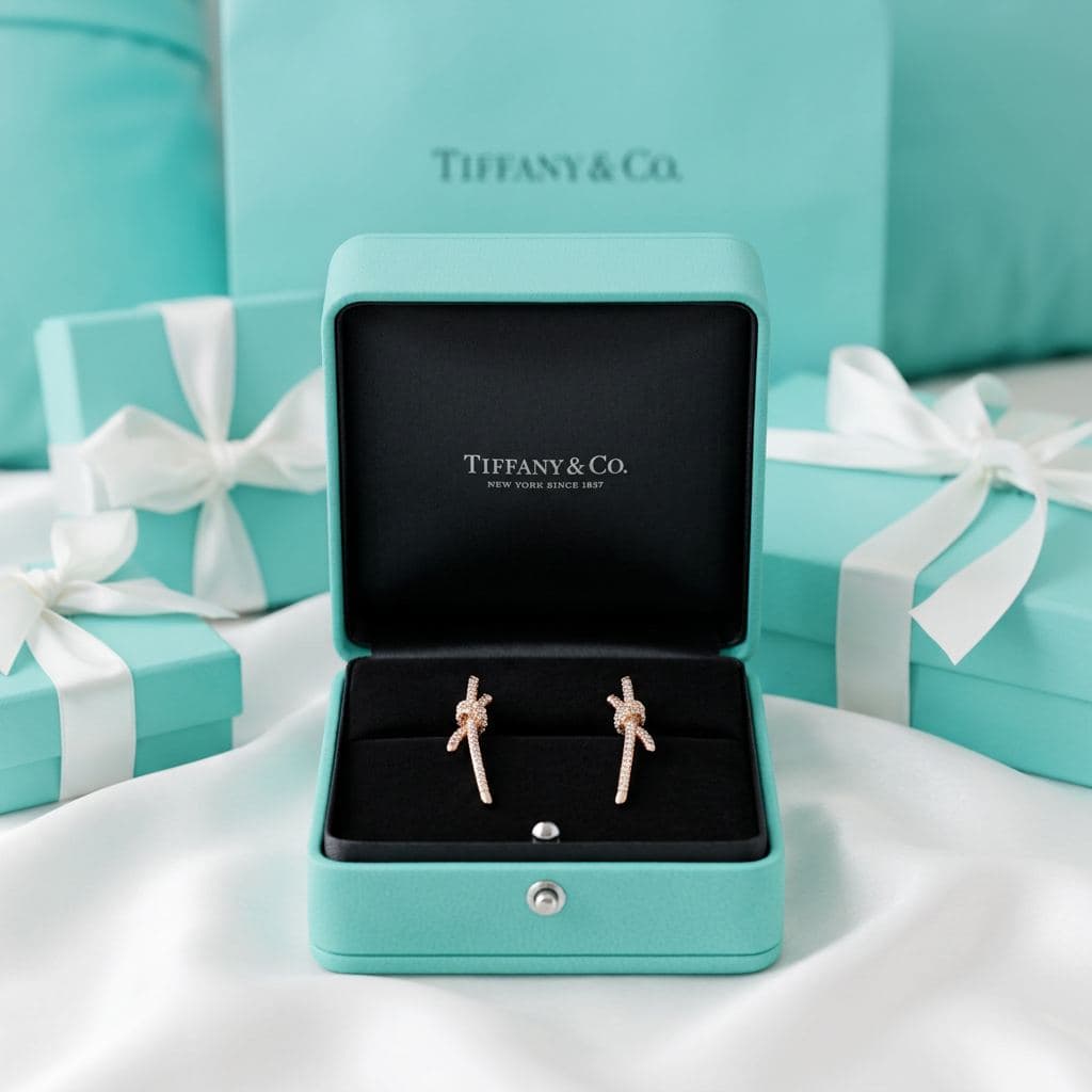 Tiffany Knot — серьги-подвески из розового золота с бриллиантами