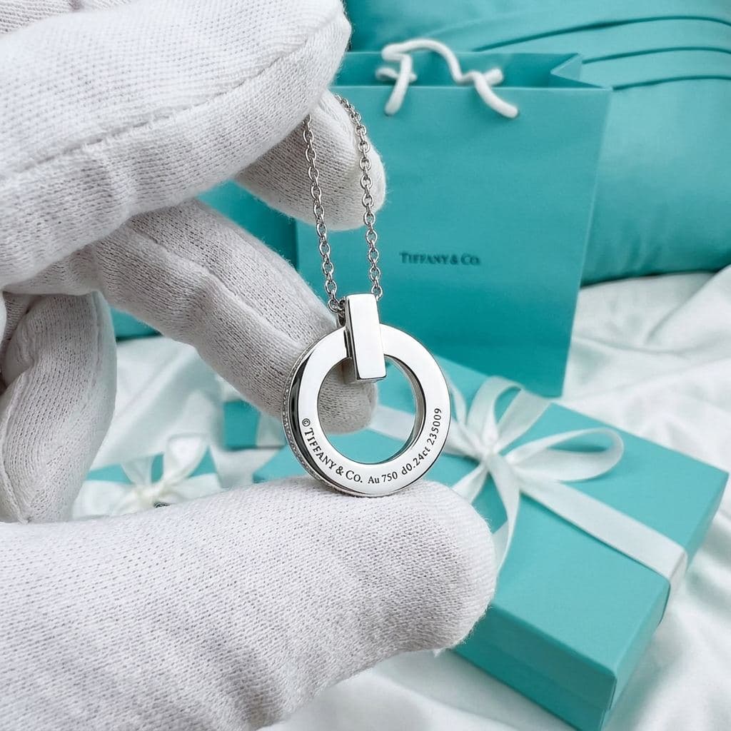Кулон Tiffany T1 Narrow Circle с бриллиантами, розовое золото — фото 3
