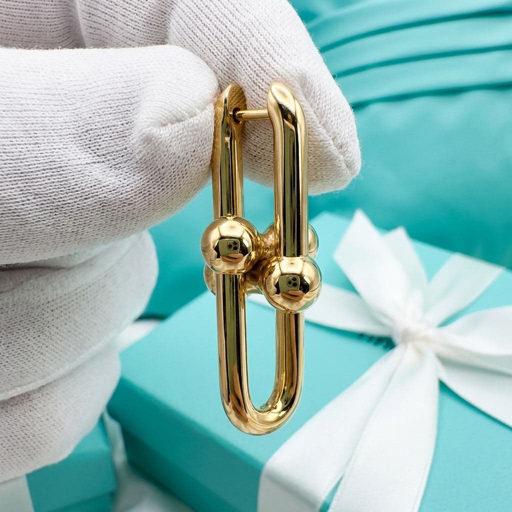 Серьги Tiffany HardWear — крупные звенья, розовое золото, Розовое золото