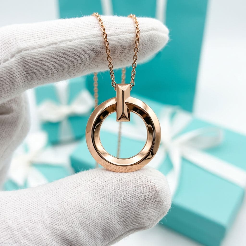 Кулон Tiffany T — T1 Circle, малый, Розовое золото