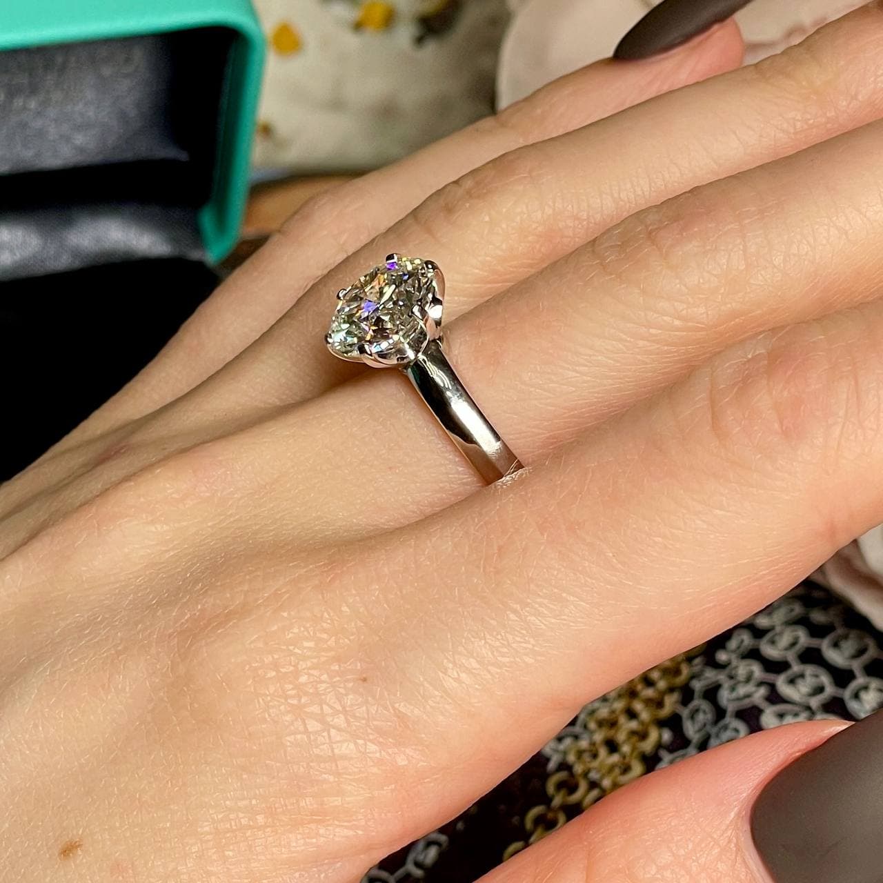Кольцо Tiffany с бриллиантом 4,06ct (белое золото 585)